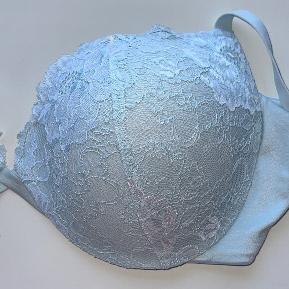 Maidenform Light Blue Lace Underwire Padded Bra Adjustable Straps Size 40C - Picture 10 of 11